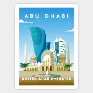 Abu Dhabi, UAE - Retro travel minimalist poster Sticker